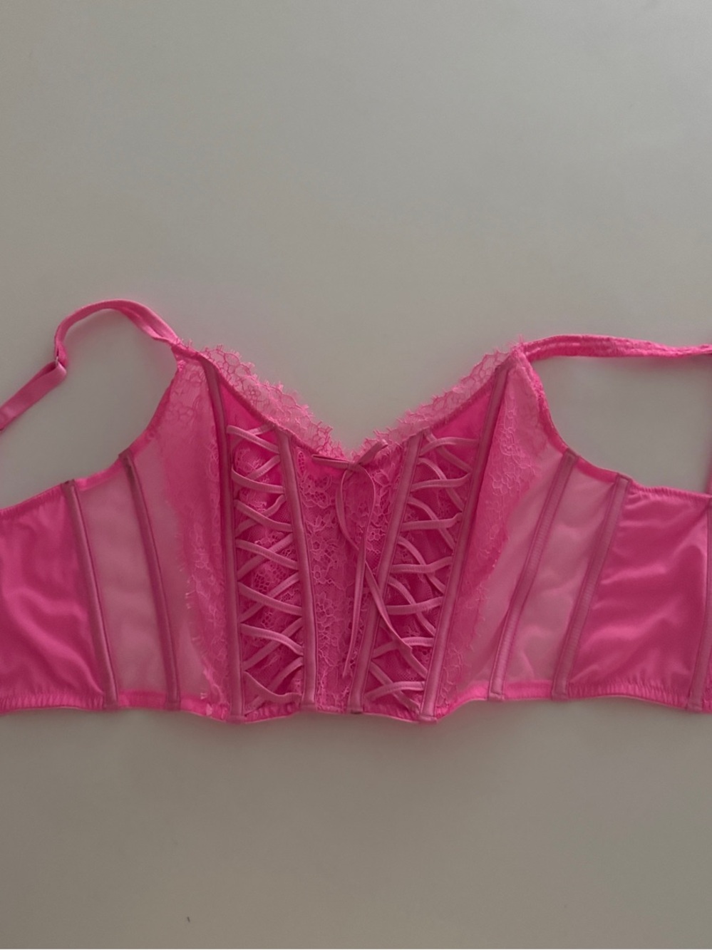 Victoria's Secret Hot Pink Lace-Up Longline Bustier